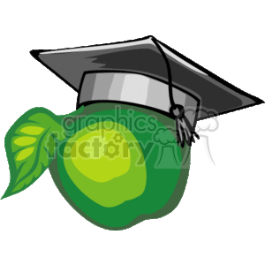 mortarboard on a green apple clipart. Commercial use image # 139452