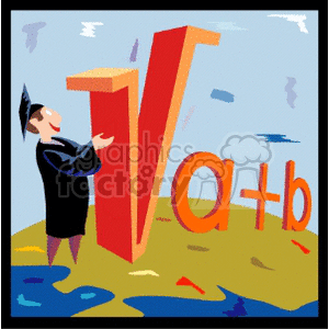 Person trying to figure out a huge algebra equation clipart. Commercial use image # 139494
