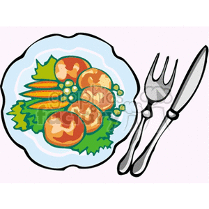   food vegetable vegetables salad salads lettuce healthy fork forks plates plate knife knifes  saladdish2.gif Clip Art Food-Drink 