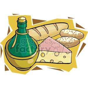 Bread cheese and wine clipart. Royalty-free image # 141414