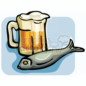 mug of beer and a fish