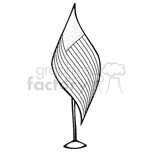 A black and white table top flag clipart. Commercial use image # 142510