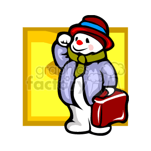 Snowman With Suit Case Hat and a Scarf animation. Commercial use animation # 142799