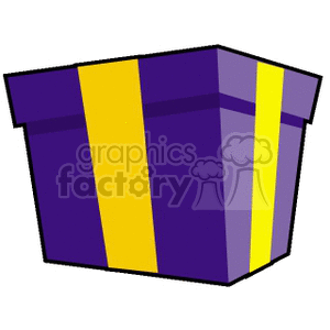 Large Gift Box Wrapped in Purple and Yellow