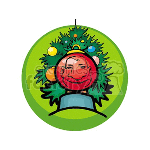 clipart - Christmas Tree Decorated with Ball Decorations also a mans reflection.