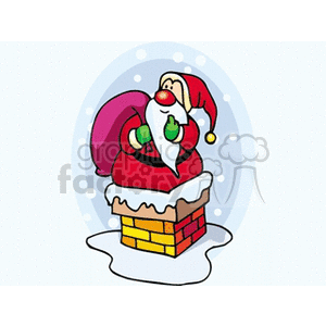 Santa Clause Getting Ready to go Down a Chimney Stopped to Think clipart. Commercial use image # 143012