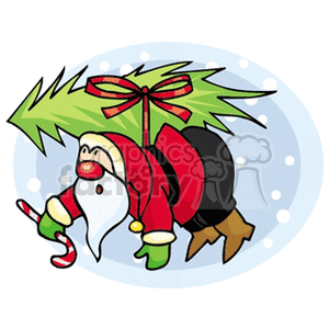 Santa Claus Hanging From A Christmas Tree Surprised clipart. Commercial use image # 143014