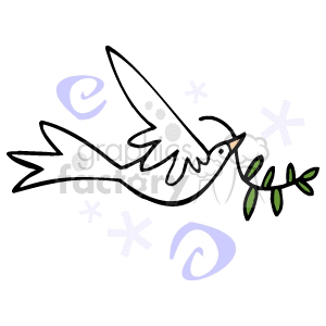 clipart - White Dove Carrying an Olive Branch.