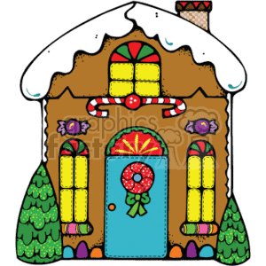 Colorful Gingerbread House With an Icing Roof  clipart. Royalty-free icon # 143477