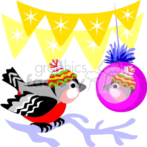 Christmas bird wearing a hat clipart. Commercial use image # 143726