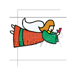 chr_angel_flying_w_cardinal clipart. Royalty-free image # 143967