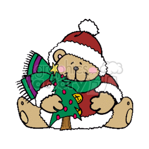   teddy bear bears christmas xmas santa tree trees  b_t_bear_2__w_tree.gif Clip Art Holidays Christmas Bears 