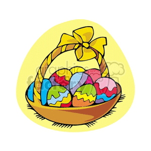 Gold basket of Easter eggs clipart. Royalty-free image # 144277
