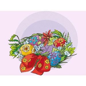 Easter egg wreath with red bow clipart. Royalty-free image # 144285