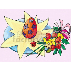 Egg on lily plate with flowers clipart. Royalty-free image # 144307