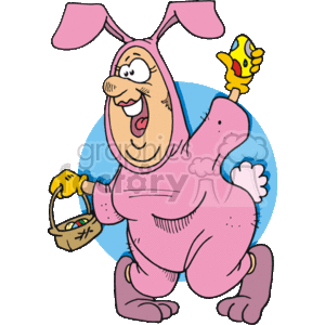 Crazy lady in pink Easter bunny suit clipart. Royalty-free image # 144339