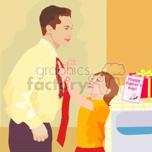 daughter tying dads tie clipart.