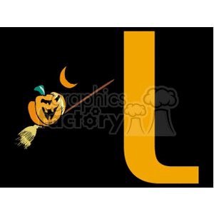 Pumpkin flying on a broom stick clipart. Commercial use image # 144511