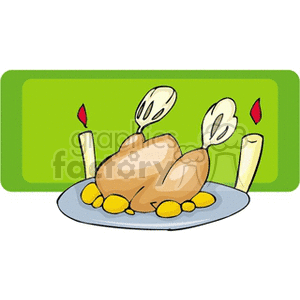 Candle lit turkey dinner clipart. Royalty-free image # 145437