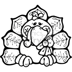 Black and white cartoon turkey clipart. Commercial use image # 145599