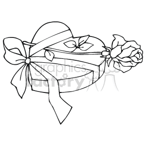 A Black and White Box of Chocolates With a Ribbon and A Single Rose clipart. Royalty-free image # 146012