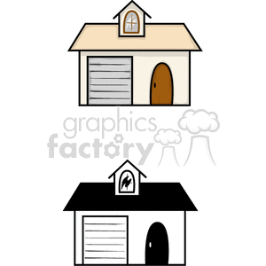 clipart - House with a garage.