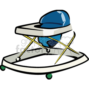 Baby Walker with blue seat clipart.