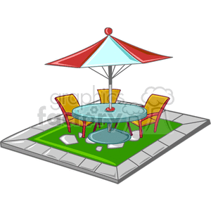  outdoor patio umbrella chair table BMM0215.gif Clip Art Household 