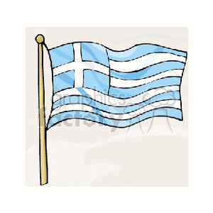 GREECE FLAG AND POLE