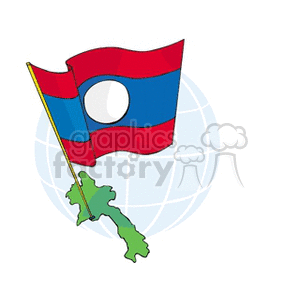 laos flag and country map