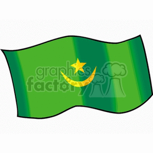 movritania flag with crescent moon star clipart.