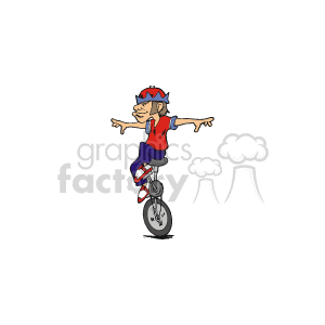 Man in red white and blue riding a unicycle clipart. Royalty-free image # 149317