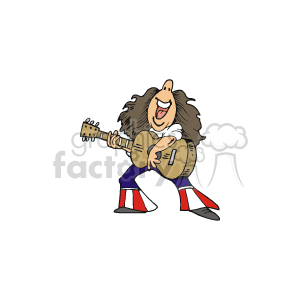 A man in patriotic bell bottoms playing the guitar clipart. Commercial use image # 149322