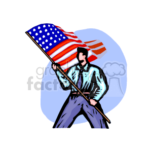 Man holding a large american flag clipart. Royalty-free image # 149347