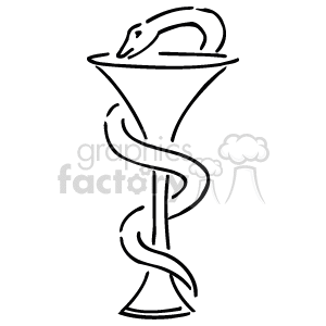 The image is a clipart representing the Rod of Asclepius, a symbol associated with medicine and healthcare. It features a single snake entwined around a staff.