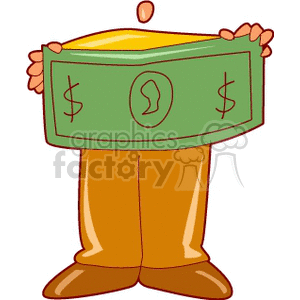 Cartoon man holding a large dollar bill clipart. Commercial use image # 149869