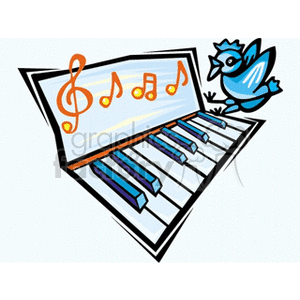   music instruments piano pianos treble clef bird birds  axe14.gif Clip Art Music Strings 