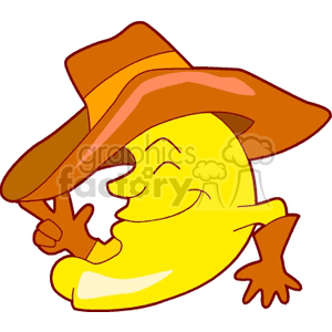 Moon wearing a cowboy hat clipart.