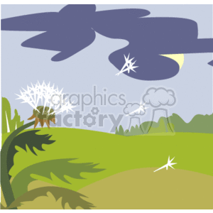 Cloudy day in the meadow clipart. Royalty-free image # 151075