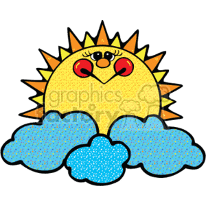 Big sun peaking over the clouds clipart. Commercial use image # 151088