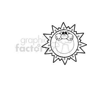 Happy black and white sun clipart. Commercial use image # 151093