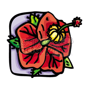 clipart - red hibiscus.