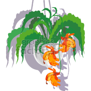 A fern with orange lilies clipart. Commercial use image # 151544
