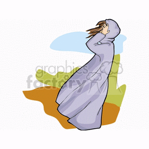 Person in an autumn storm clipart. Commercial use image # 152437