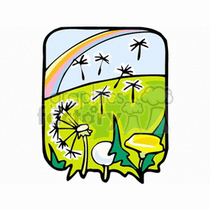 Rainbow over spring meadow clipart. Royalty-free image # 152557