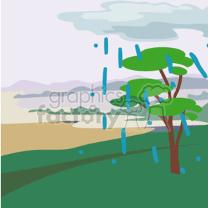 Rain cloud over tree in meadow clipart. Royalty-free image # 152757