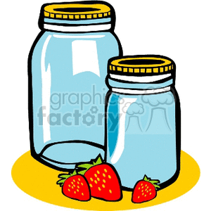 Strawberries and two empty jars