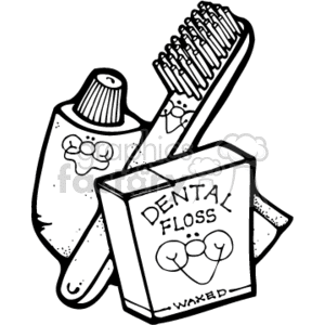 Toothbrush,tooth paste, dental floss clipart.