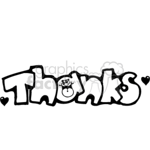 The word Thanks with a smiley face and hearts clipart. Commercial use image # 153684