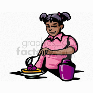 A Young Girl Serving Up Some Food clipart. Royalty-free image # 154407
